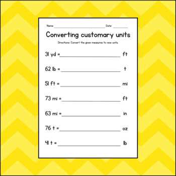 customary conversion worksheet
