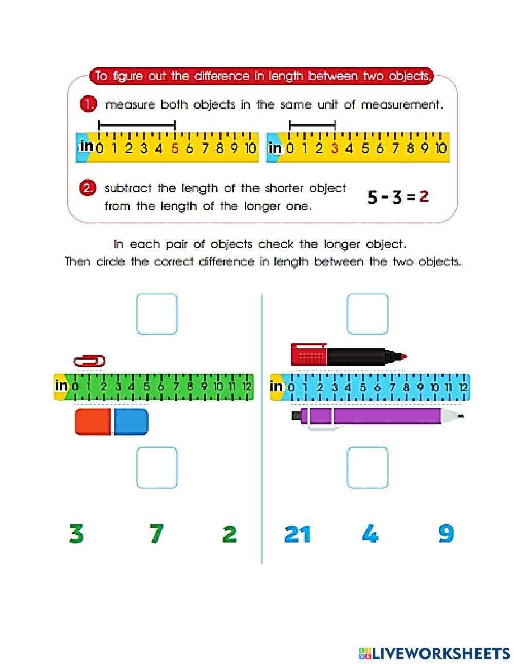 customary units length worksheets