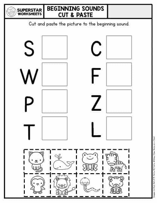 cut and paste reading worksheets for kindergarten
