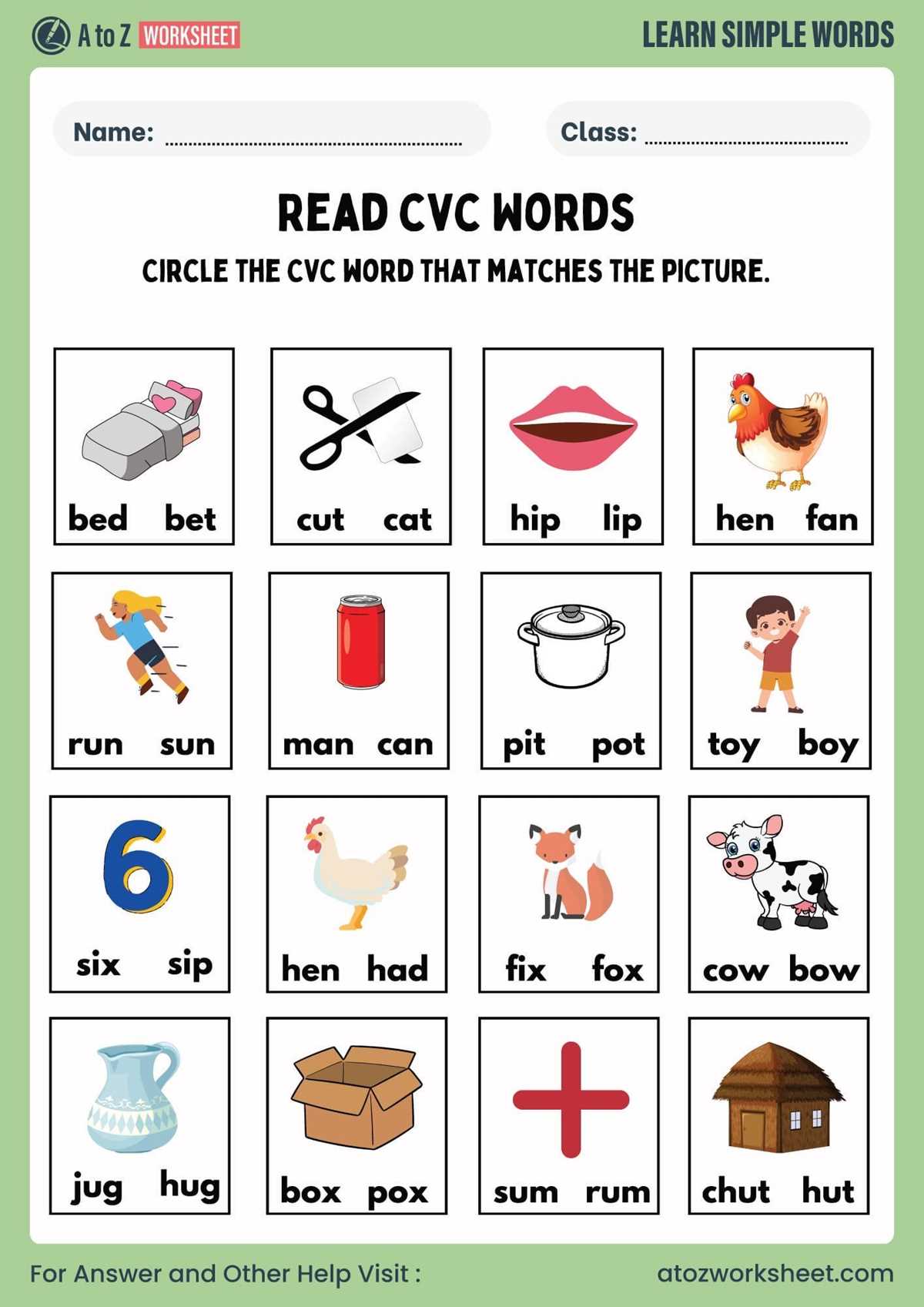 cvc practice worksheets