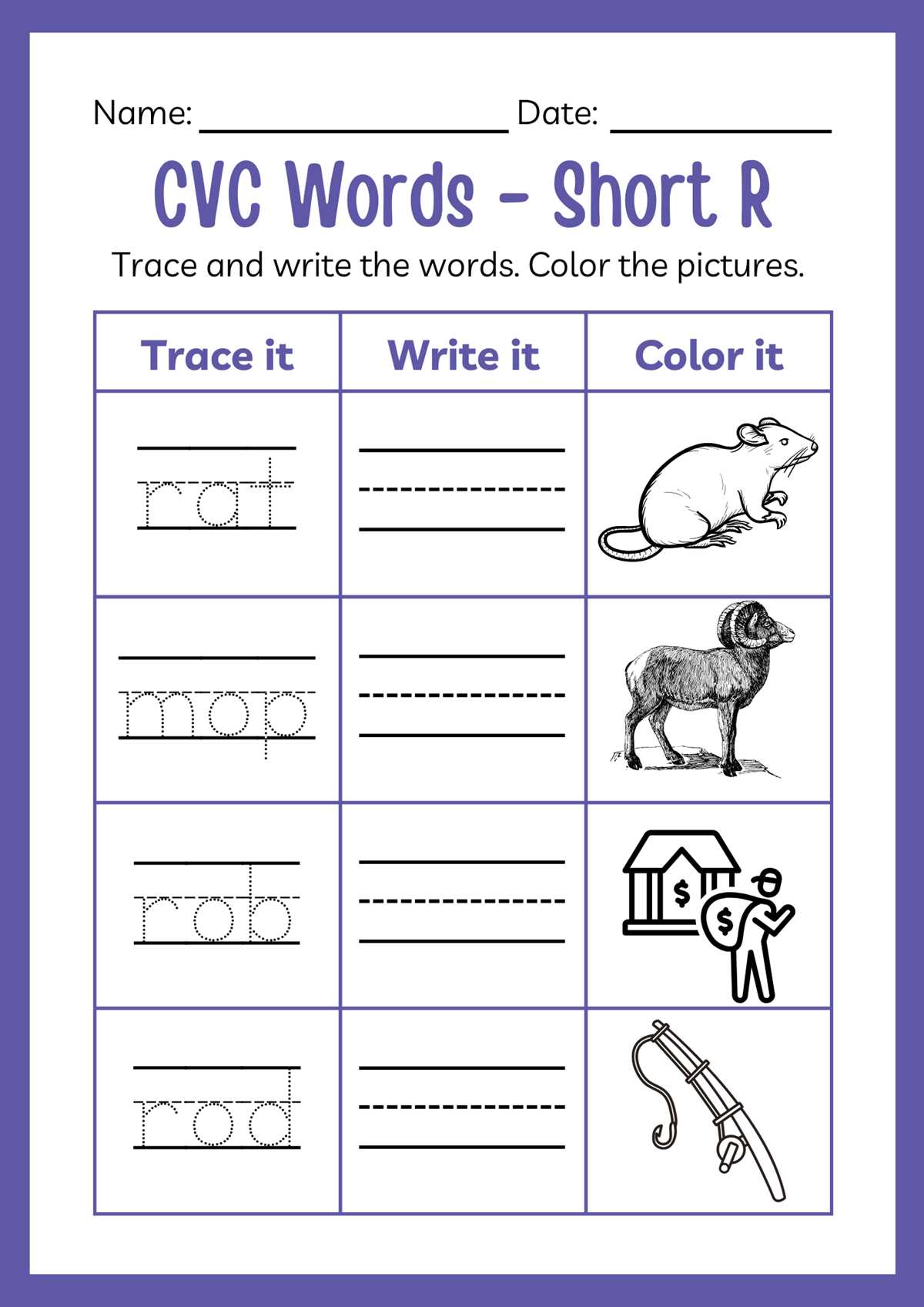 cvc writing worksheet