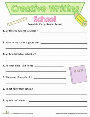 worksheet on writing