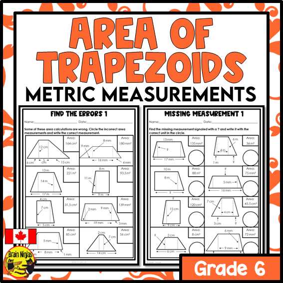 area of trapezoids worksheet