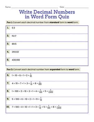 writing decimals in expanded form worksheet