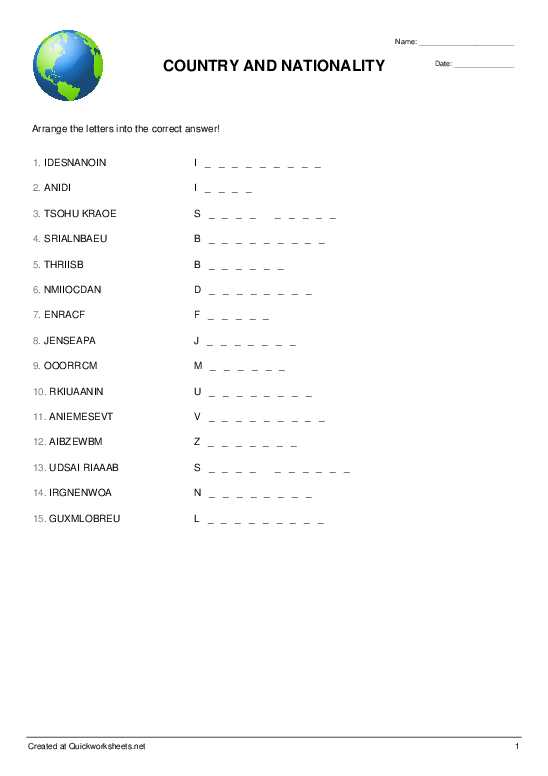 city state country continent worksheet