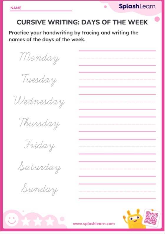 days of the week worksheets for esl students