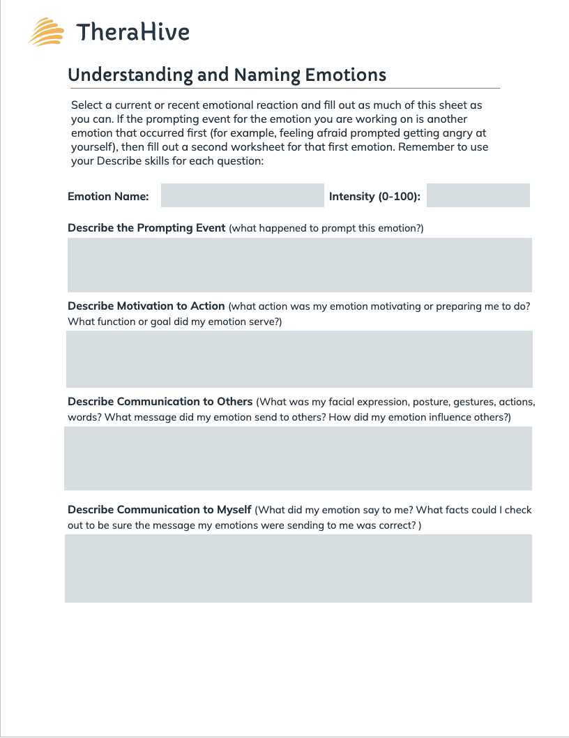 dbt worksheets emotion regulation