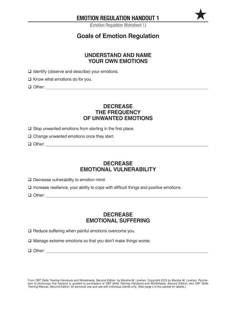 dbt worksheets for emotional regulation