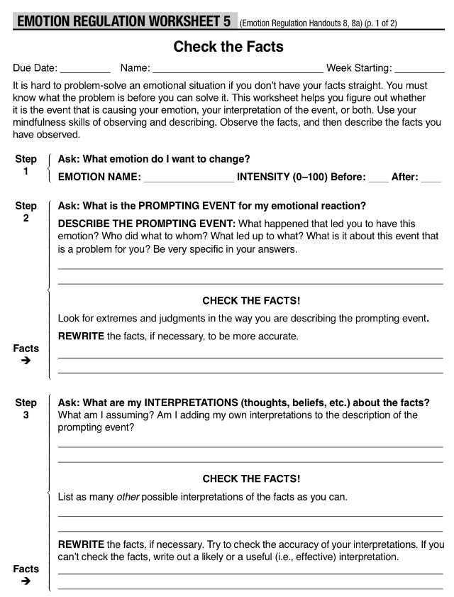 dbt worksheets for emotional regulation