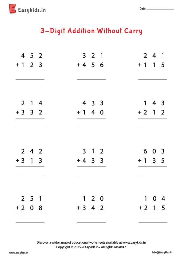3 digit adding worksheets