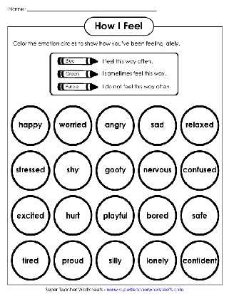 feeling worksheets for elementary students