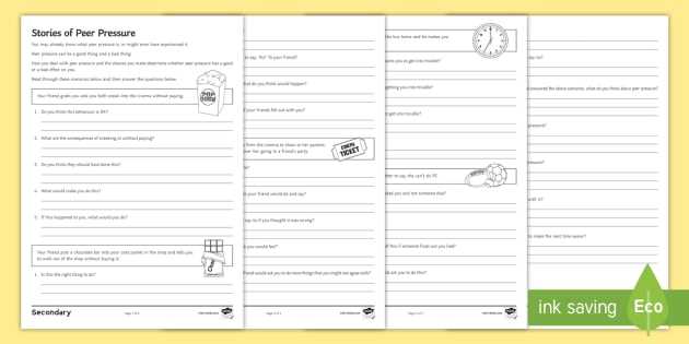 dealing with peer pressure worksheet
