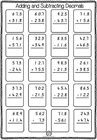 decimal addition worksheets