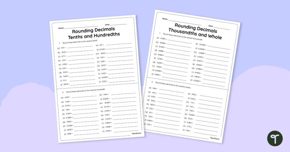 decimal estimation worksheets