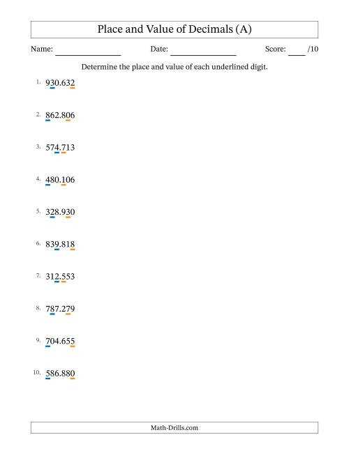 decimal math worksheets