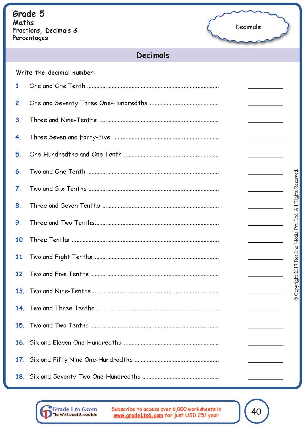 decimal to fraction and fraction to decimal worksheet