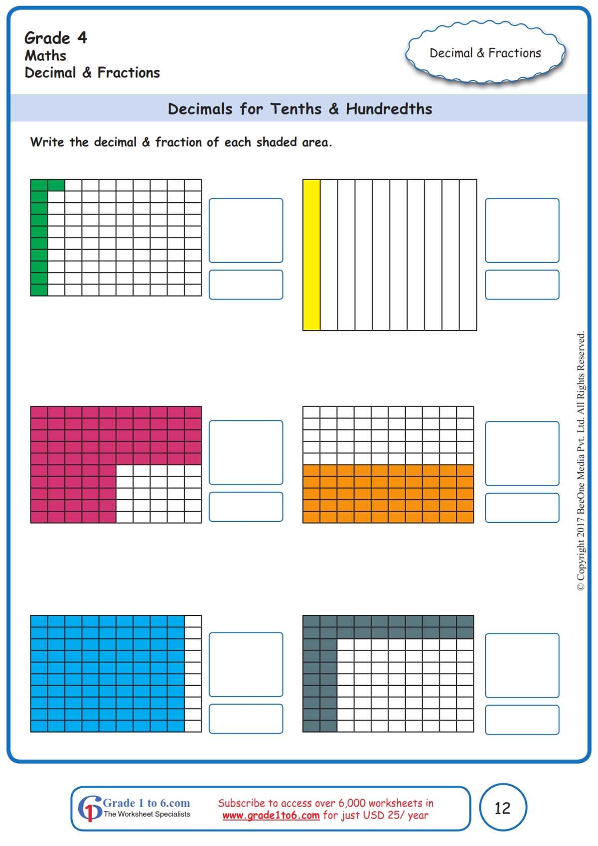 decimals 4th grade worksheets