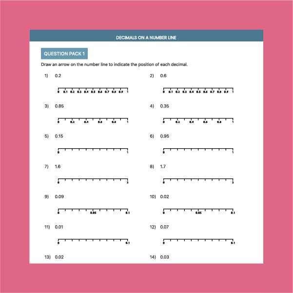 decimals on a number line worksheet