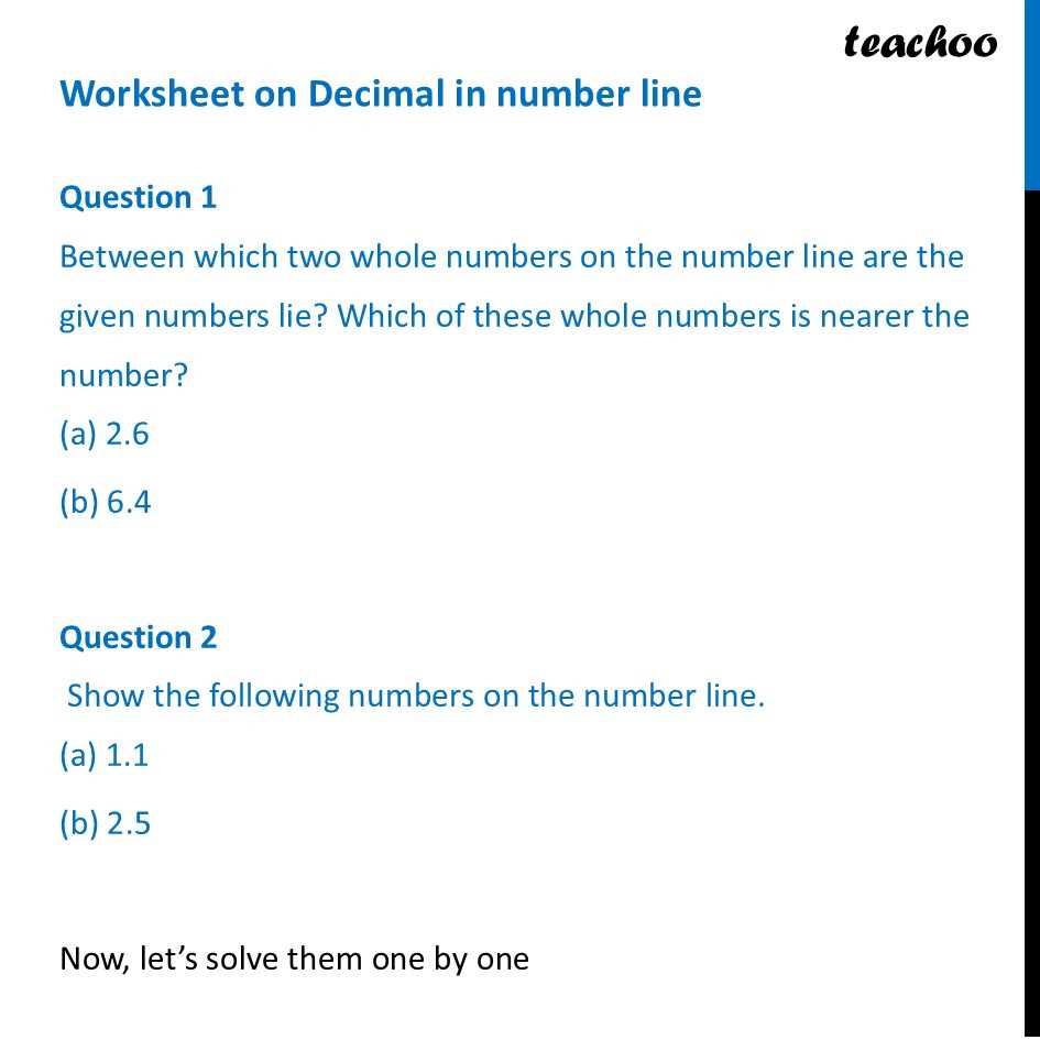 decimals on number line worksheet