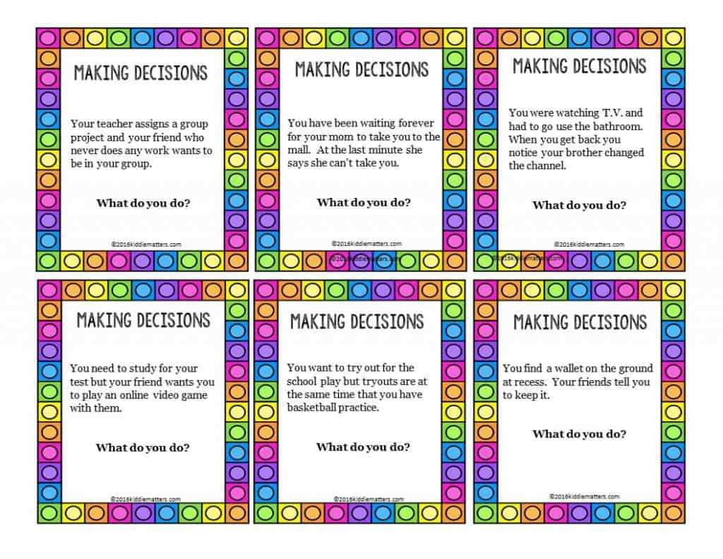 decision making scenario worksheets