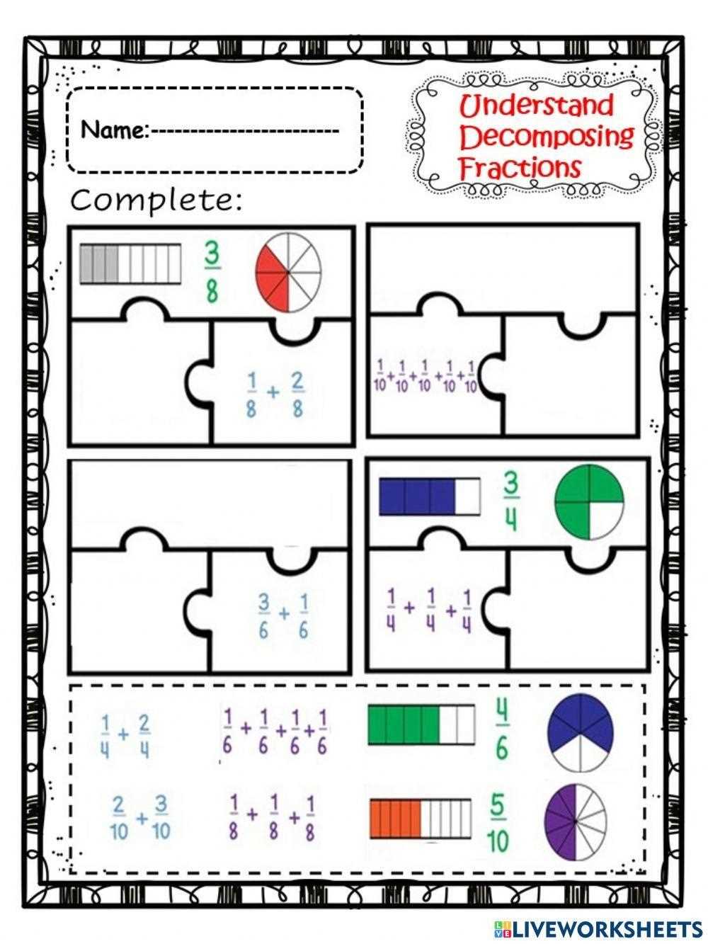 decompose fractions worksheets