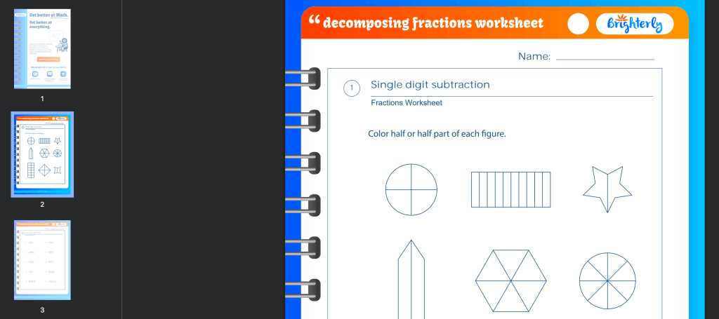 decomposing fractions worksheet 4th grade