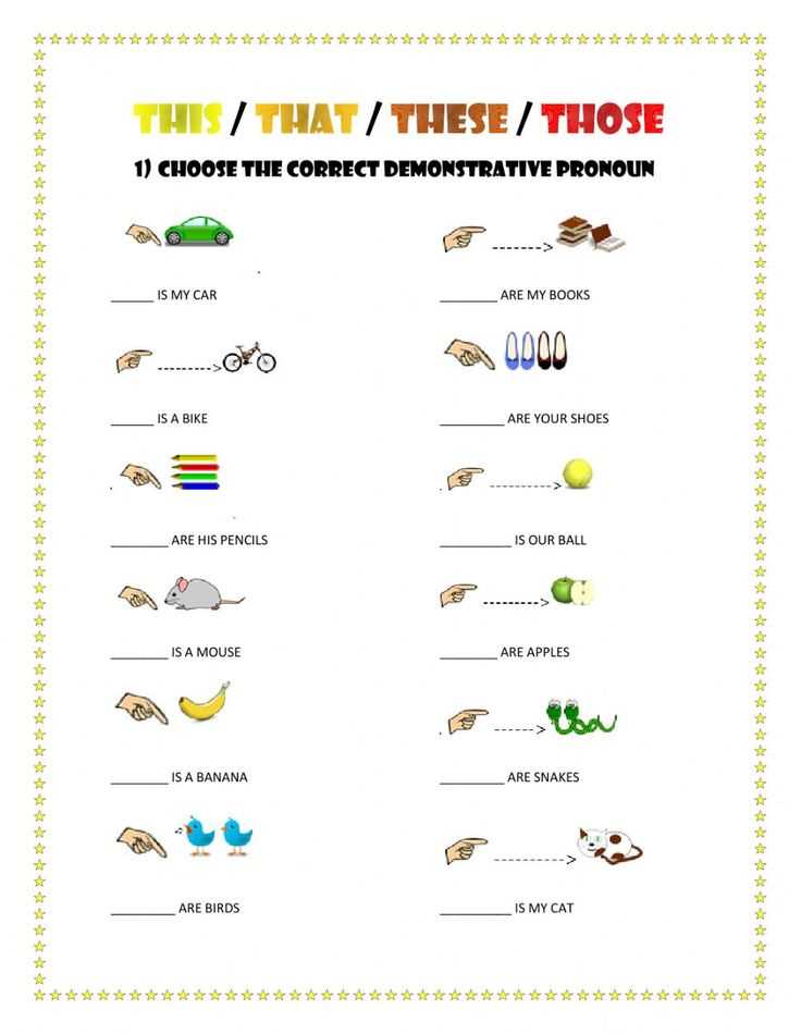 demonstrative adjectives and pronouns worksheets