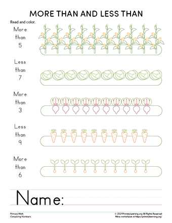 less than more than worksheets