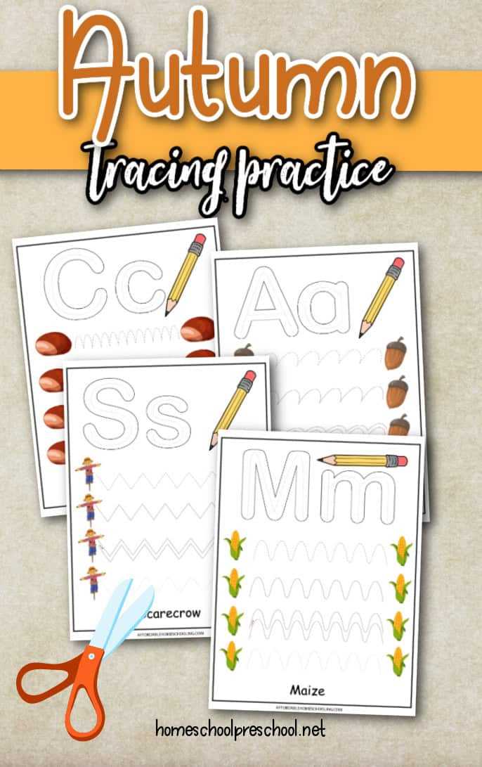 preschool fall tracing worksheets