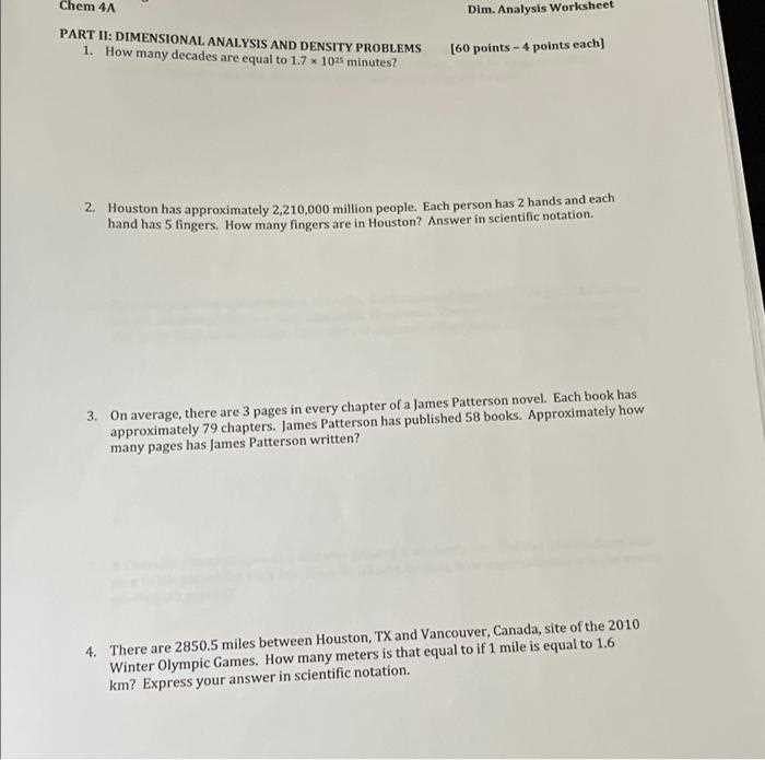 density dimensional analysis worksheet