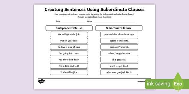 dependent and independent clause worksheets dependent and independent clause worksheets