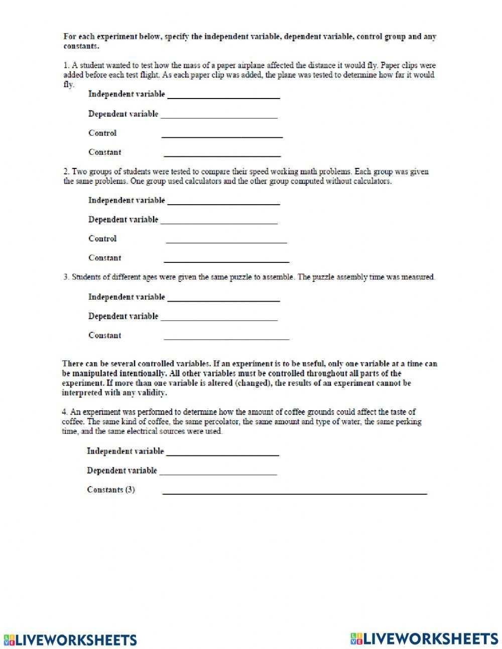 dependent and independent variable worksheet