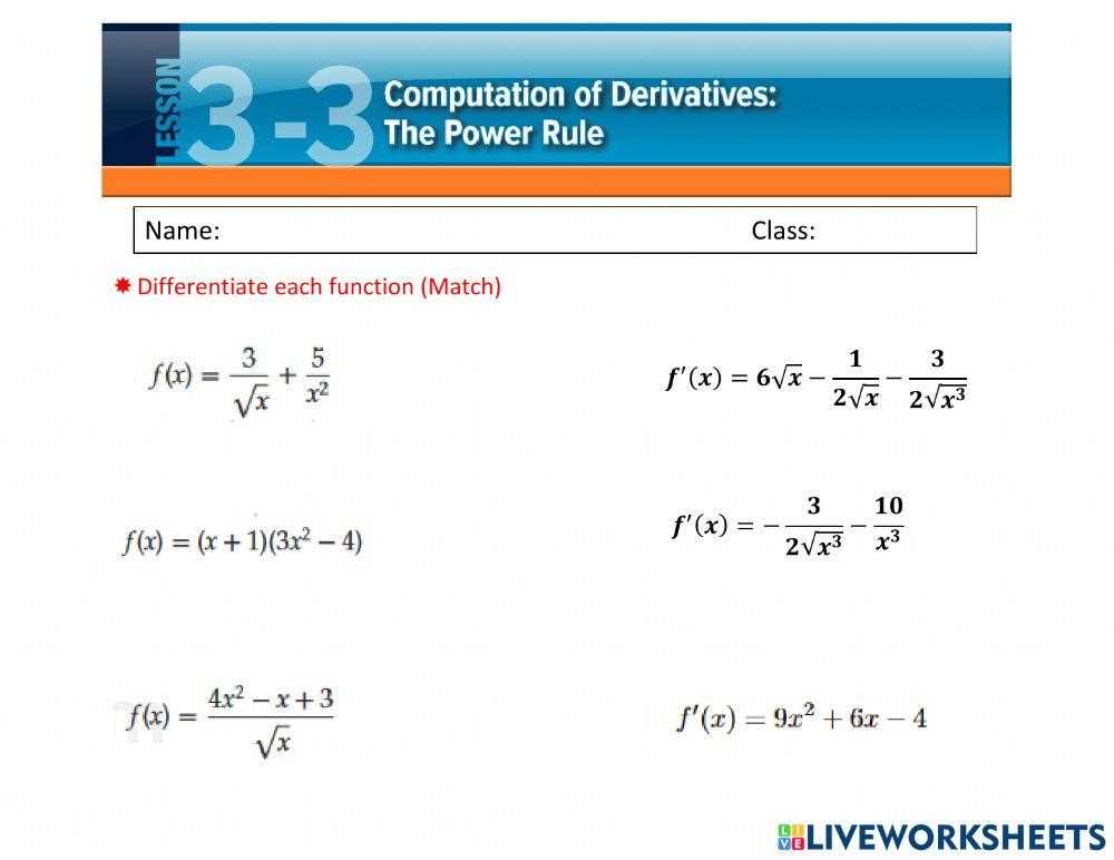 derivation worksheets