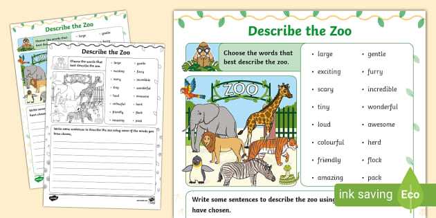 describing an animal worksheet