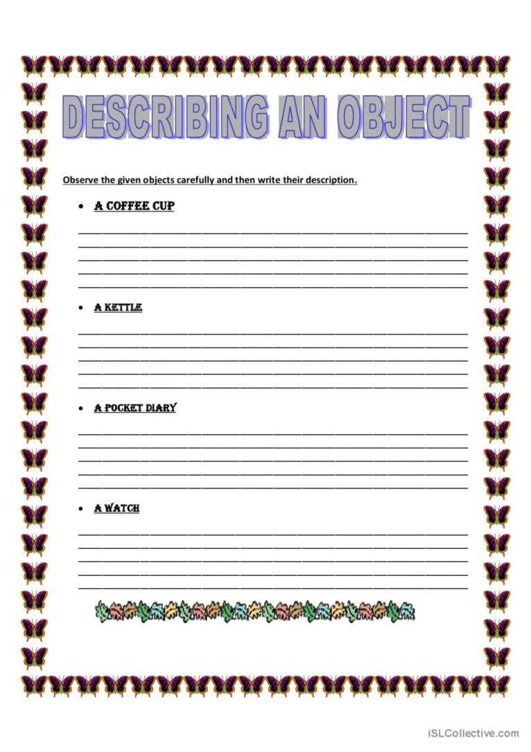 describing object worksheet