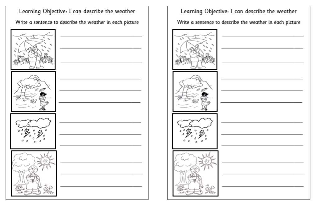 describing weather worksheet