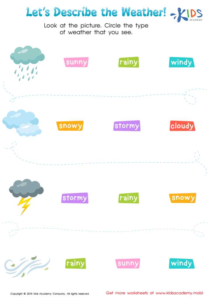 describing weather worksheet