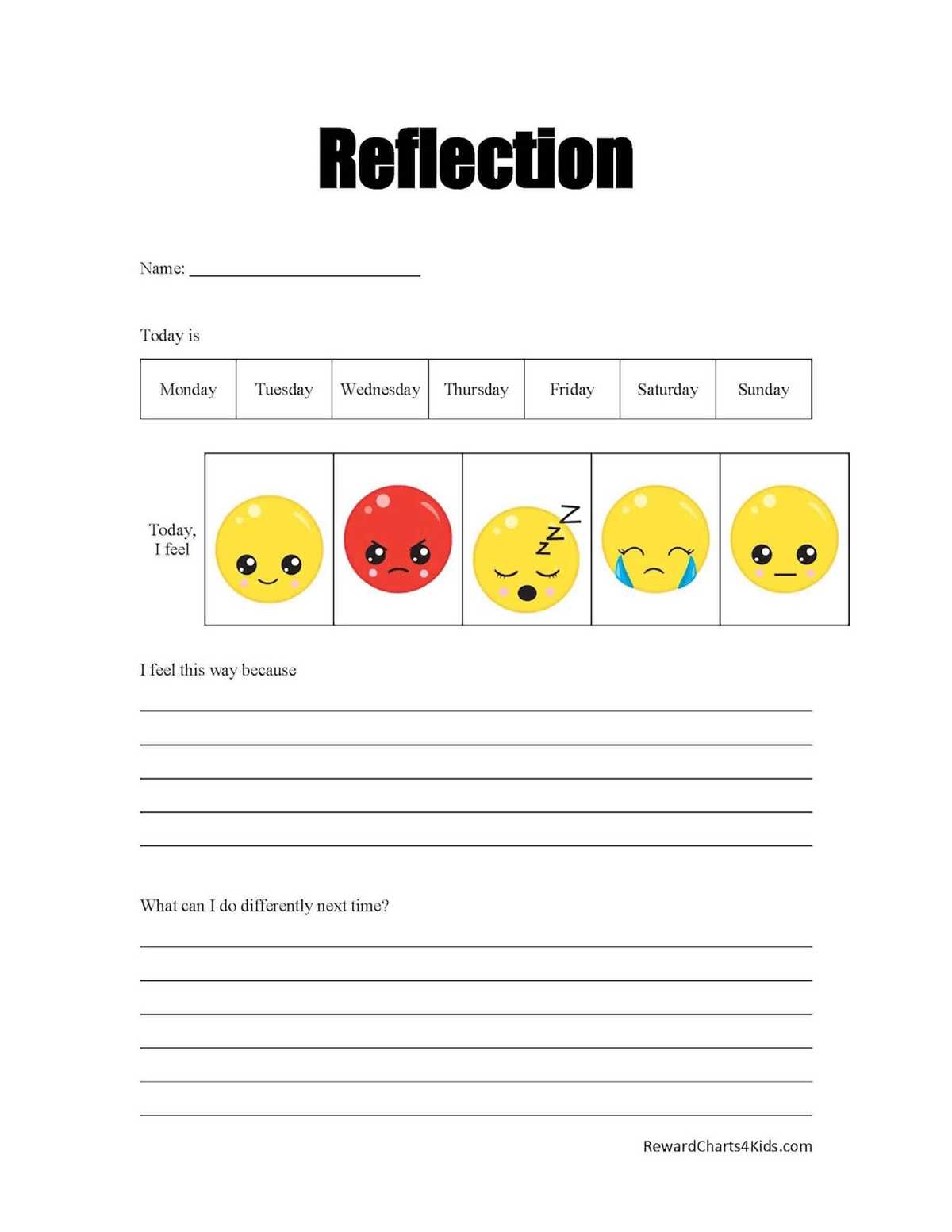 detention reflection worksheet