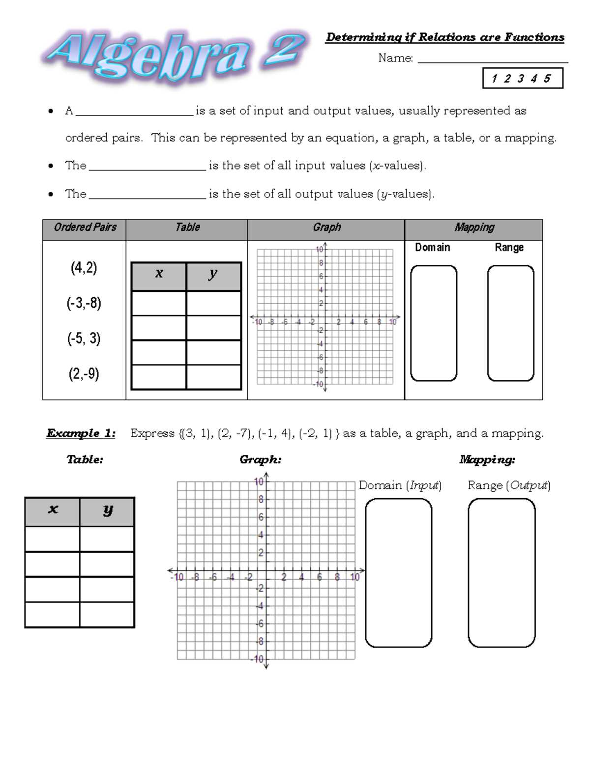 determining functions worksheet