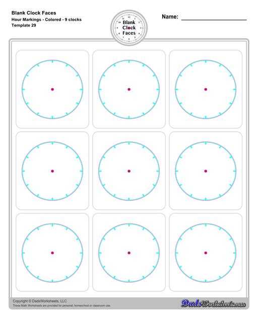 clock clipart worksheet