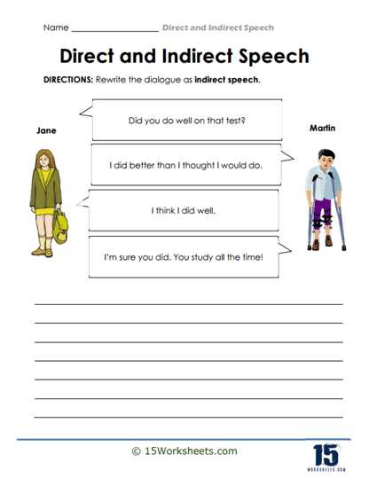 direct and indirect sentences worksheet