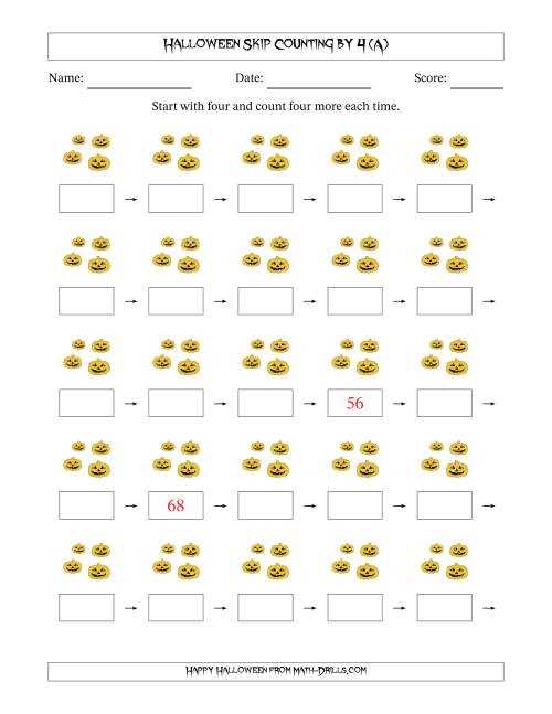 skip counting 4 worksheets