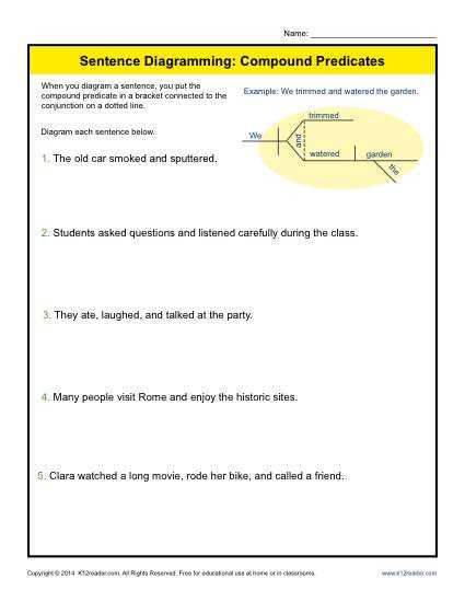 diagram sentences worksheets