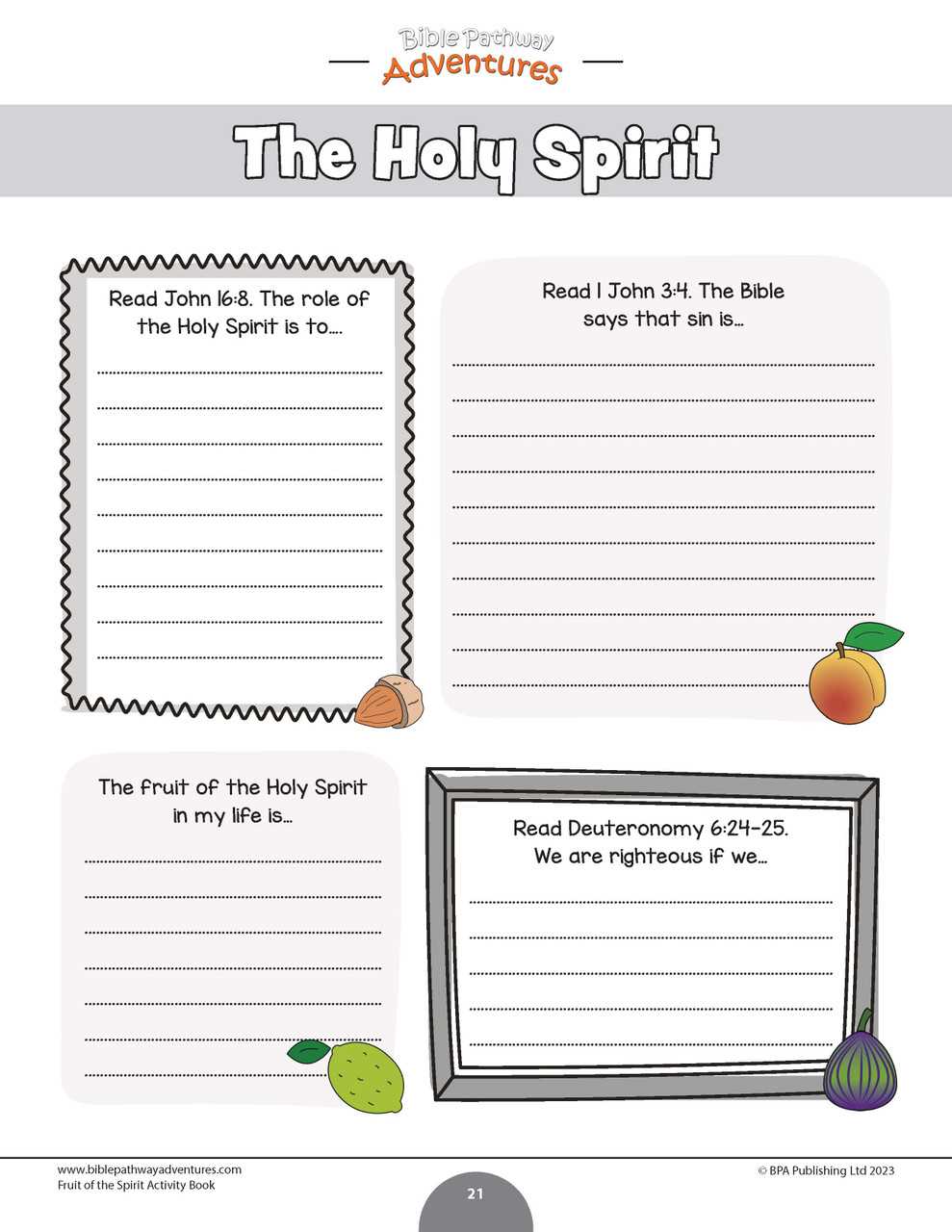fruit of the spirit worksheets for youth