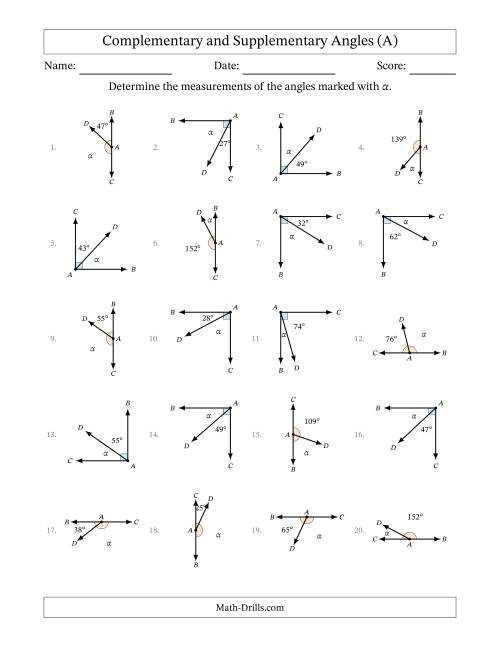 different angles worksheet