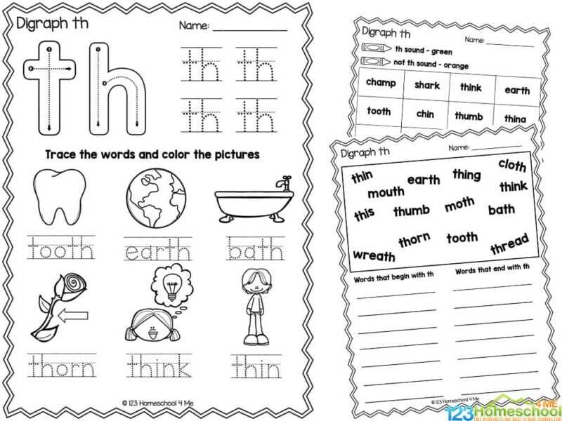 digraph words for kindergarten worksheets