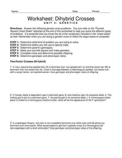 dihybrid practice worksheet