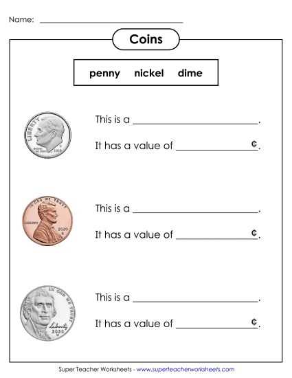 dime worksheets