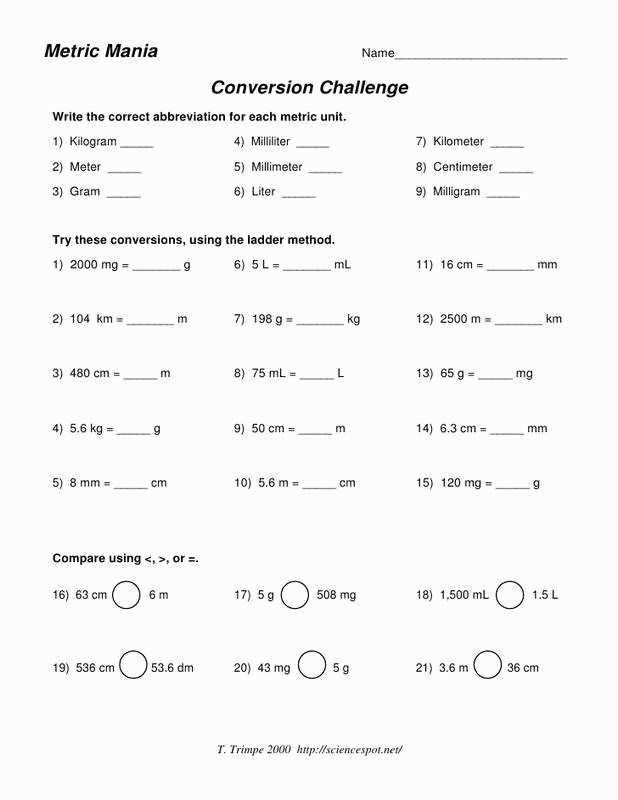 dimensional analysis conversions worksheet