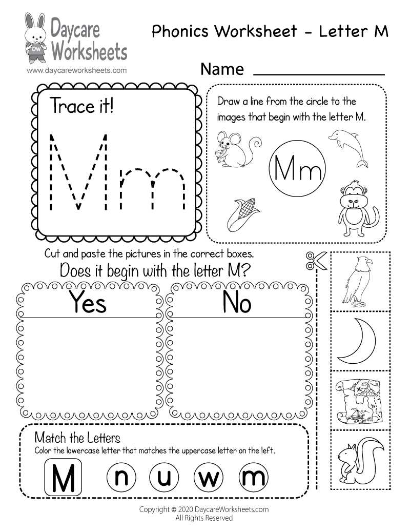 preschool m worksheets